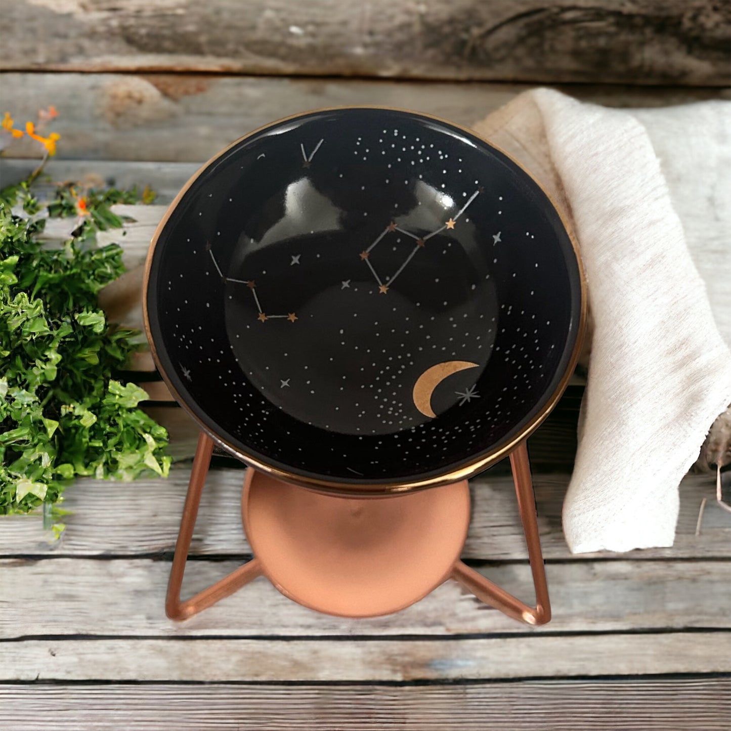 Celestial wax burner on a stand