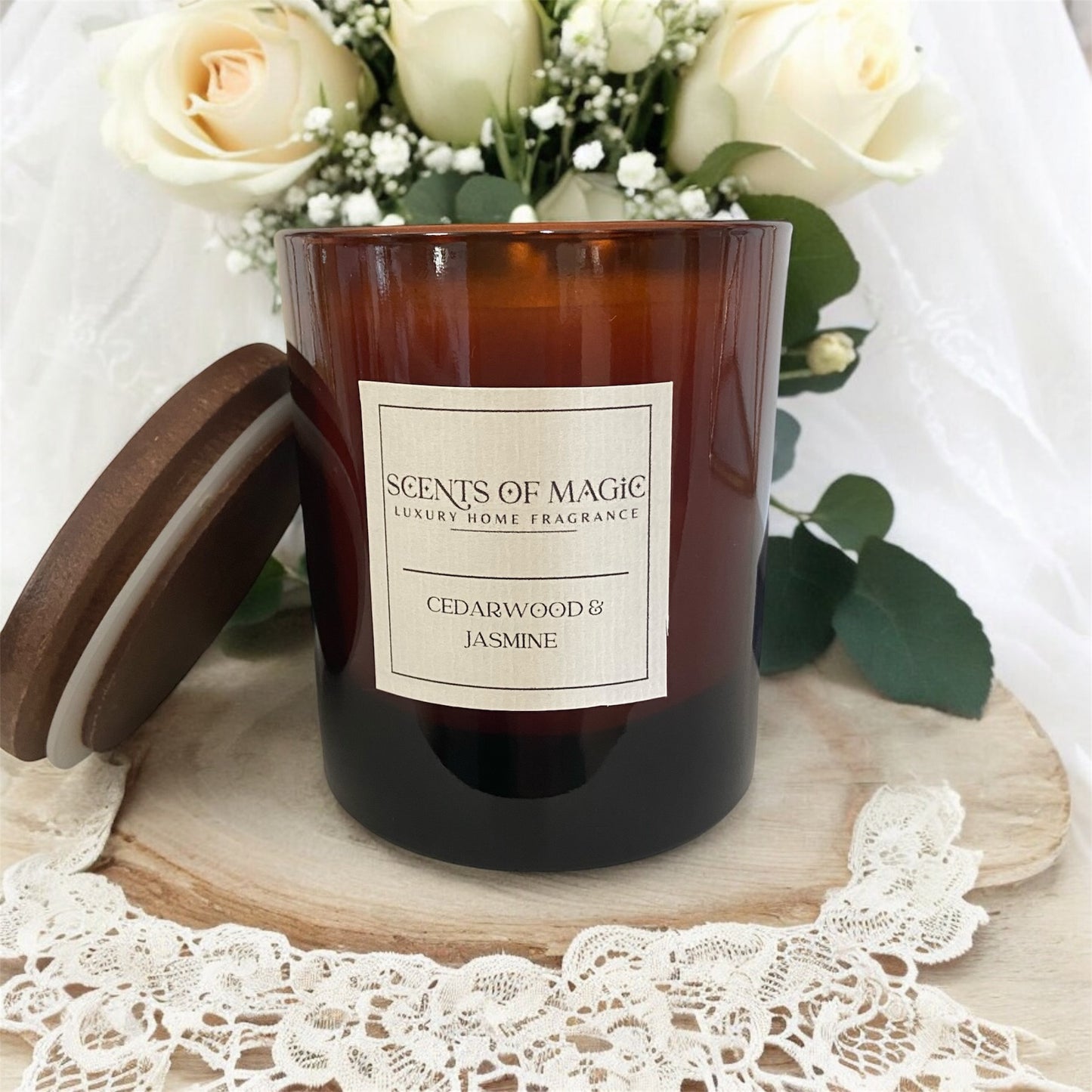 Cedarwood & Jasmine scented large candle